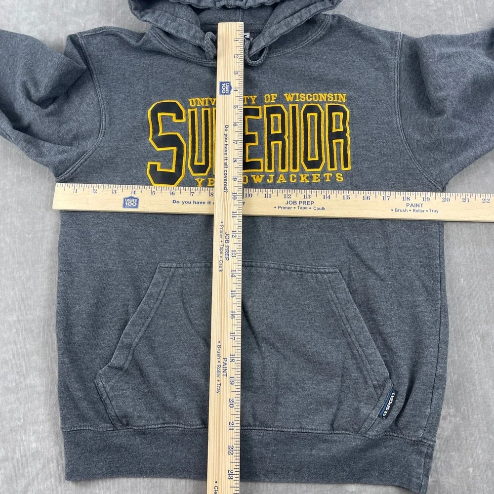 UW Superior Yellowjackets CI Sport Mens Small Gray Embroidered Hoodie Sweatshirt